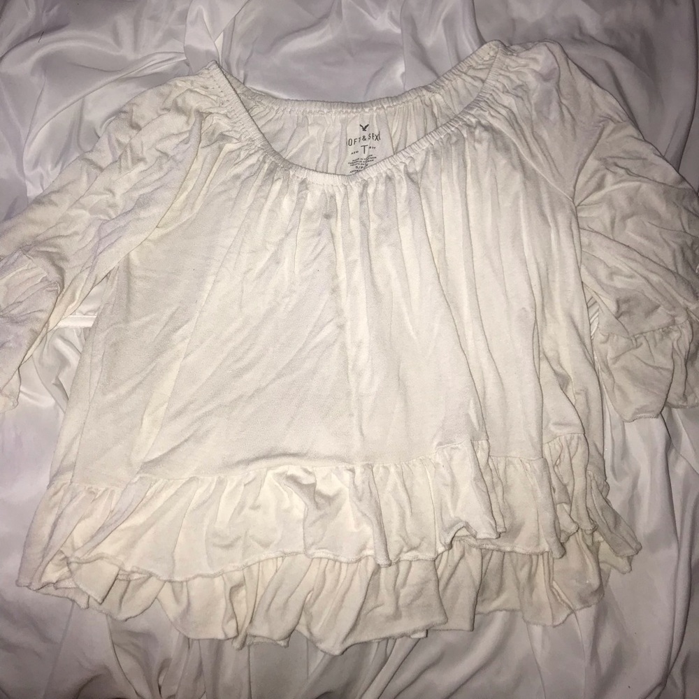 Ivory off the shoulder ruffled top